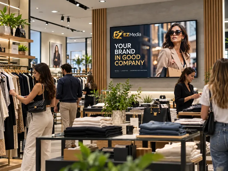Illustrative screen advertising in a retail venue
